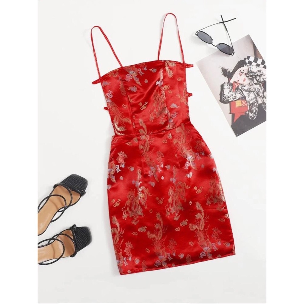 Dragon Print Tie-Back Dress